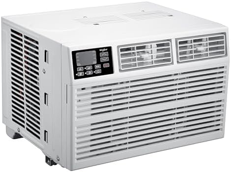 Whirlpool 10,000 BTU Window Air Conditioner with Dehumidifier, 115V, Window AC for Rooms up to 450 Sq. Ft., Living Room, Bedroom, or Kitchen, with Remote Control, Digital Display, and 24H-Timer, White
