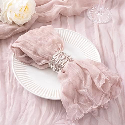 12 Pack Pink Cheesecloth Napkins Washable Summer Light Pink Cloth Napkins Set of 12 Cotton Gauze Dinner Table Napkins Bulk 21x21 Inches for Wedding Bridal Girl Baby Shower Sweet 16 Party