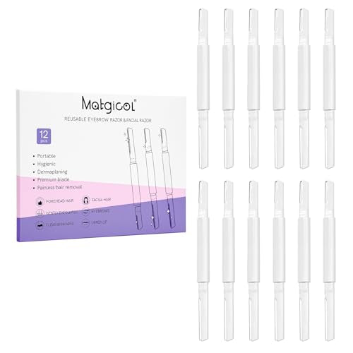 Dermaplane Razor for Women Face & Eyebrow - Dermaplaning Tool for Peach Fuzz Facial Hair Removal,High Precision Blade for Smooth Skin (White, 12 Count)