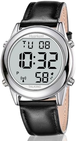 Large Digital Talking Watch English Speaking for The Blind, Elderly or Visually impaired Receives US Signals Automatic Time and Date Correction Big Numbers Easy to See Loud and Clear-Hearkent-2117M