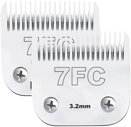 Clipper Blade Dog Grooming Compatible with Andis Clippers Carbon Infused Steel Detachable Ceramic Sharp Edge Also Compatible with Wahl/Oster Dog Clippers (2Pack 7FC:(1/8")(3.2mm))