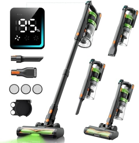 Cordless Vacuum Cleaner, 600W 50KPA 65-Min Runtime, Anti-Tangle Stick Vacuum with Rechargeable Battery, Lightweight Dual-Mode Handheld Vacuum for Home, Pets & Carpets, Aromatherapy Feature