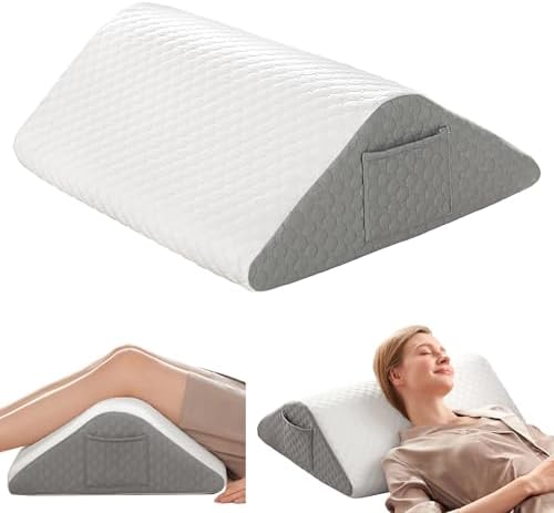 Knee Wedge Pillow, Leg Elevation Pillows for After Surgery, Triangle Pillow Wedge for Ankle Support, 8'' Height Foam Wedge Pillow for Back Pain Relief & Enhanced Circulation in Ankles and Legs