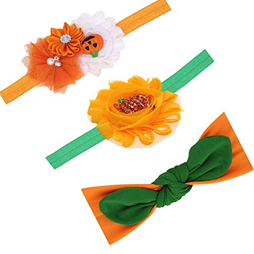 3pcs/Set Newborn Baby Toddler Girls Cute Halloween Pumpkin Headdress Elastic Hair Band Accessories（WSJ10） (ZH1)
