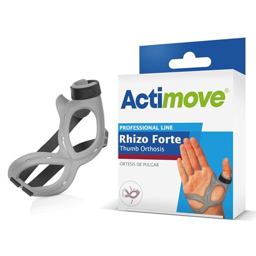 Actimove Professional Line Rhizo Forte Thumb Orthosis –Thumb Brace for Osteoarthritis, Skier’s Thumb, Rheumatoid Arthritis, Sprains – Patented Design – Left Hand – Grey, Medium