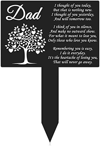 Wesiti Memorial Dad Stakes Grave Cemetery Decorations Metal Markers Plaque Sympathy Garden Stake Waterproof Cemetery Memorial Signs Decoration for Grave