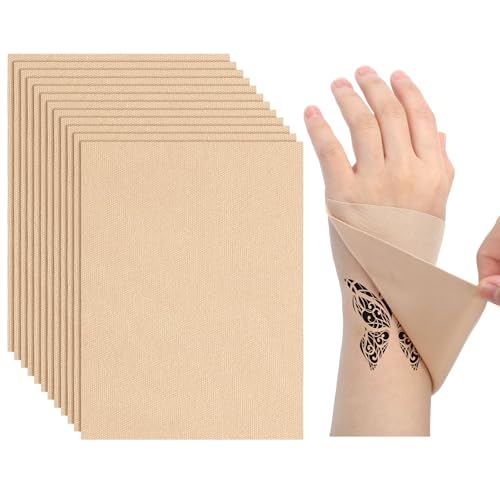 20 Pcs Tattoo Cover up Patch Ultra Thin Patch for Scar Waterproof Sweatproof Tattoo Cover up Tape Cuttable Invisible Scar Birthmarks Sticker, 3.5x5 Inches(Light Skin Tone)