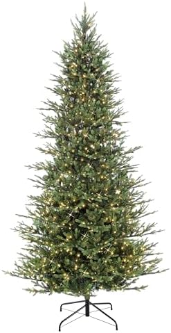 Puleo International 9 Foot Pre-Lit Slim Balsam Fir Artificial Christmas Tree with 800 Clear Lights