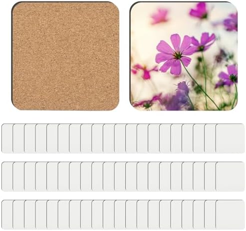 36 PCS Sublimation Coasters Blanks MDF Cork Back Heat Transfer Coasters Wood Hardboard Coasters Blank Sublimation Square Crafts Coaster Blanks Bulk for Christmas Valentine's Day, 3.93 x 3.93 inch