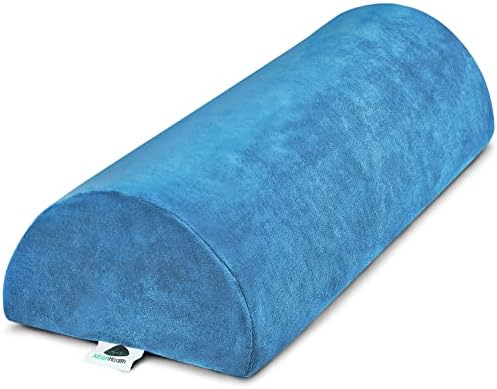 Lumbar Support Pillow for Sleeping - Large Half-Moon Bolster Pillow for Legs, Knees, Lower Back, Ankles & Feet - Machine Washable Cover, Semi-Roll Knee Pillow for Back Sleepers & Head Support (Navy)
