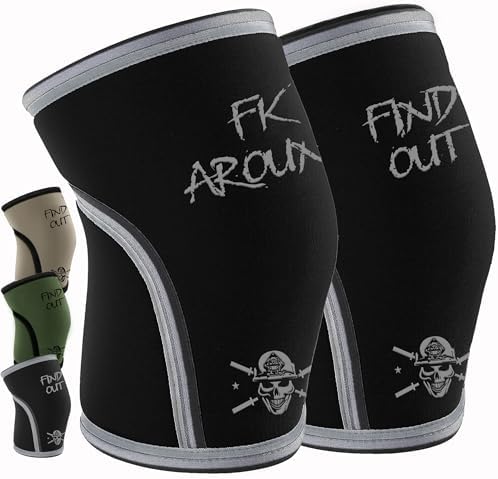 Knee Sleeves for Weightlifting & Powerlifting (7mm Pair) For Men & Women - Knee Wraps for Weight Lifting, Squats, Fitness, Gym Workout, Crossfit - IPF Approved Knee Compression Sleeve Support