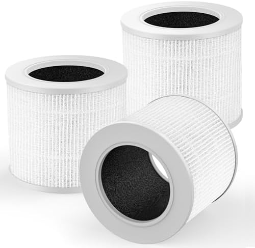 3 Pack Core Mini Filter True HEPA Filters for LEVOIT Core Mini Core Mini-P Air Purifier Replacement Filter 3-in-1 HEPA, High-Efficiency Activated Carbon, Replace Part Core Mini-RF