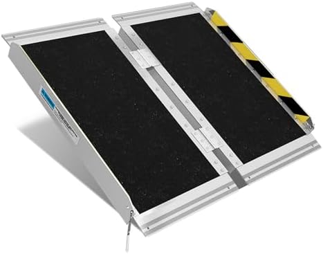 Protable wheelchair ramp 2FT,Non-Slip Folding Aluminum Handicap Ramps,Threshold Ramps for home,Holds up to 600lbs,Wheelchair ramp for step,Mobility Scooter,Doorways (2FT Useing Height 2-6inch)