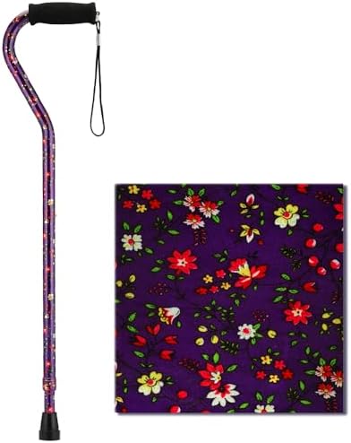 NOVA Designer Walking Cane with Offset Handle, Lightweight Adjustable Walking Stick with Carrying Strap