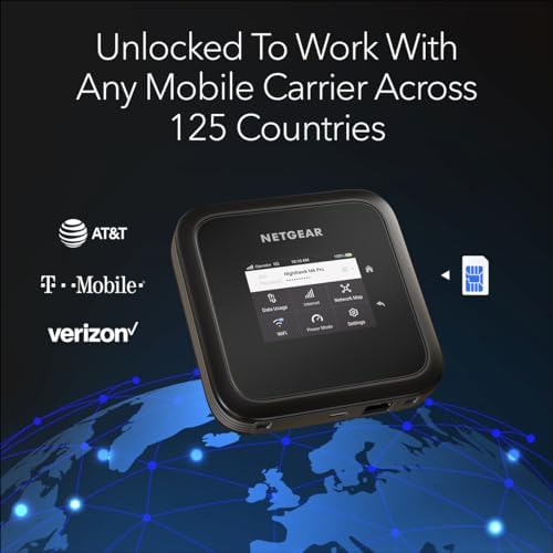 NETGEAR Nighthawk M6 Pro Mobile Hotspot 5G mmWave, 8Gbps, Unlocked,AT&T, T-Mobile,Verizon International Roaming 125 Countries,WiFi 6E,Portable Device with touch control, Modem Wireless Router(MR6550)