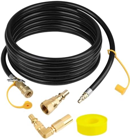 Iococee Upgraded 18FT RV Quick Connect Propane Hose for RV to Grill, Low Pressure Quick Connect Propane Hose with Elbow Adapter for 17" and 22" Blackstone Griddles/Grills