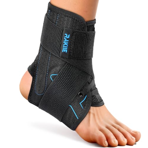 Achilles Tendon Support, Durable Ankle Support with Upgraded Strap and Touch Fastener, Ankle Wrap with Side Stabilizers for Football, Achilles Tendonitis Relief, Suitable for Left/Right, Blue L (10"-11"/11"-12")