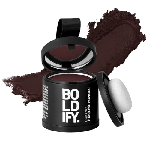BOLDIFY Hairline Powder - Root Touch Up & Hair Loss Cover Up, Instant Gray Coverage 48-Hour Stain-Proof Hair Color Powder for Women & Men, Hair Fibers and Hair Topper Alternative (Dark Auburn)