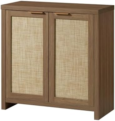Hampstead Storage Sideboard Cabinet with Rattan Doors and Adjustable Shelves, Buffet Kitchen Cabinet Cupboard Console for Living Room