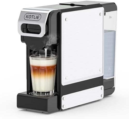 KOTLIE ST-550 Single Serve Coffee Maker, Espresso Capsule Coffee Maker for K*cup capsule/Ne*s Original/Dol*e Gu*to and Ground Coffee, 19Bar, 1L, Compact（Black）