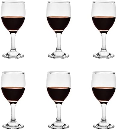 HEIGHT 5.6 Inches 120ML 4 Ounce Samll Capacity - Set of 6 Classic Red Small Wine Glasses Durable Clear White Lead-free Glass Cup For Party (Glass, 6Pcs4OZ)