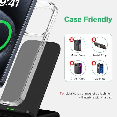 Samsung Wireless Charger Fast Charging Stand Wireless Android Desk Phone Charger Pad 15W for Samsung Galaxy S24 S25 Ultra Plus S24FE S23FE S22 S21, Pixel 9 Pro, iPhone 16/15 Pro Max, with 18W Adapter