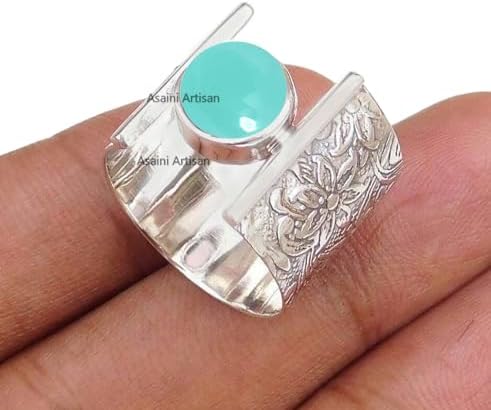 Timeless Elegance: 7MM Round Gemstone Pure 925 Sterling Silver Gift Floral Engraved Ring for Every Occasion