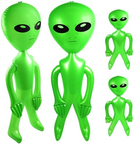 Mototo 4 PCS 63 Inch Giant Inflatable Alien 31.5 Inch Jumbo Blow Up Alien Green Inflatable Balloon for Space Party Decoration UFO Theme Spaceship Party Birthday Halloween Easter Christmas Home, Green