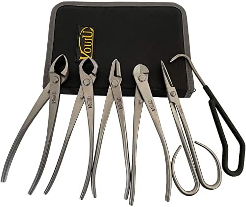 6-Piece Bonsai Tool Set,Concave Cutter,Knob Cutter,Jin Pliers,Wire Cutter,Bonsai Scissors, Bonsai Root Hook