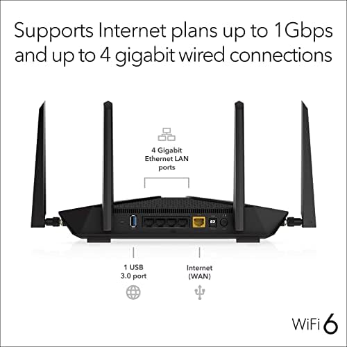 Netgear NETGEAR RAX50-100NAR Nighthawk 6-Stream AX5400 WiFi 6 Router, Black (Renewed)