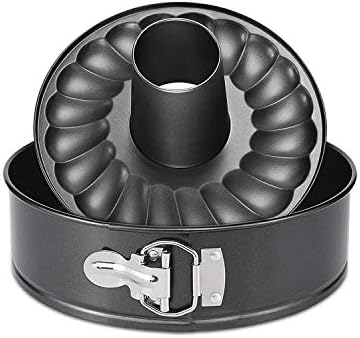 7 Inch Springform and Bundt Pans, Non-stick Cheesecake and Ice-Cream Cake Bakeware,Carbon Steel Tube Pan 2 in 1 with Removable Bottom and Quick-Release Latch for 5,6,8 QT Instant Pot Gray