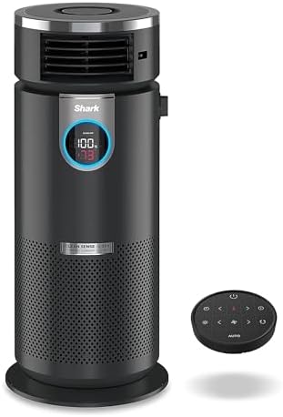 Shark HC451 3-in-1 Clean Sense Air Purifier, Heater & Fan, HEPA Filter, 500 Sq Ft, Oscillating, Small Room, Bedroom, Office, Captures 99.98% of Particles for Clean Air, Dust, Smoke & Allergens, Black