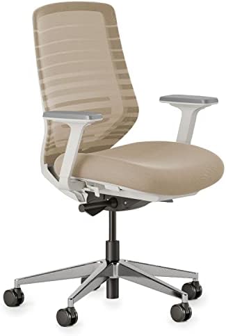 Branch Ergonomic Chair - A Versatile Desk Chair with Adjustable Lumbar Support, Breathable Mesh Backrest, and Smooth Wheels - Experience Optimal Comfort and Support - Sand - White