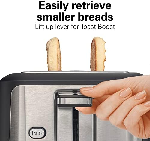 Hamilton Beach Gourmet 2 Slice Slot Toaster with Extra Long & Wide Slots, Sure-Toast Technology, Shade Selector, Bagel Setting, Matte Black and Stainless Steel (22996)