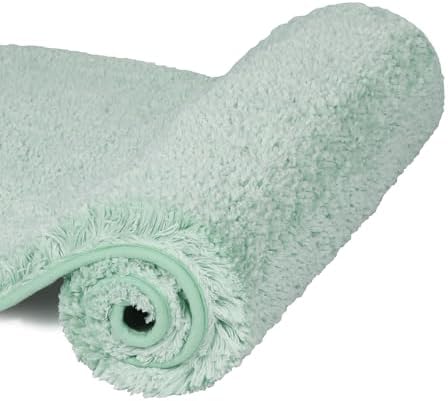 Walensee Bathroom Rug Non Slip Bath Mat (16 x 24, Aqua) Water Absorbent Soft Microfiber Shaggy Bathroom Mat Machine Washable Bath Rug Thick Plush Rugs for Shower