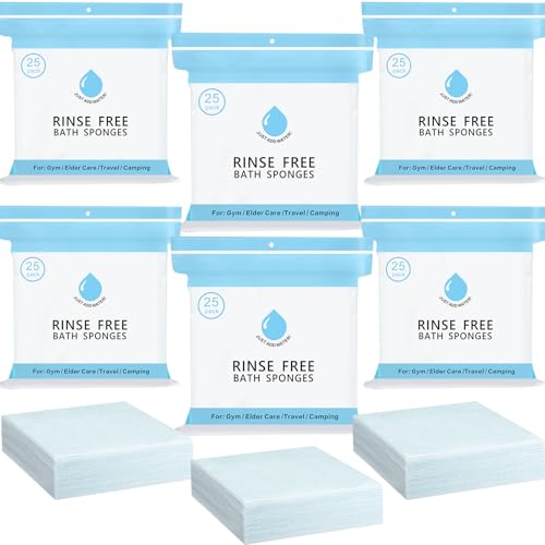 100 Pcs Rinse Free Bathing Wipes Bulk Sponges Bath Wipes All in 1 Shower Rinse Free Bath Sponges Wash Cloths for Campers, Hikers, Adults, Elderly