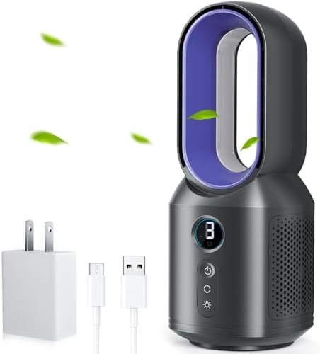 let'me 13 Inch Desk Fan, Bladeless Table Fan, 106° Oscillating Fan Touch Control with 3 Speeds and Night Light, Small Quiet Desk Fan for Personal, Office, Nightstand