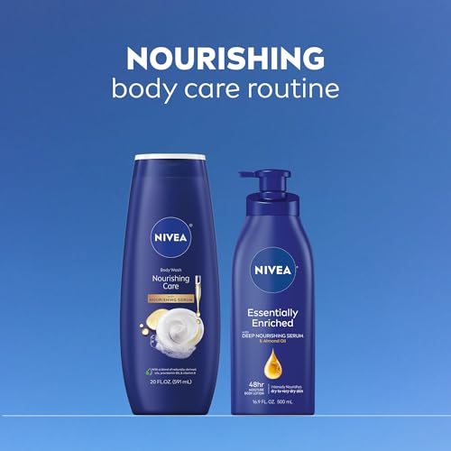 NIVEA Nourishing Care Body Wash with Nourishing Serum, Moisturizing Body Wash for Women, Enriched with Provitamin B5 and Vitamin E, 20 Fl Oz Bottle, 3 Pack