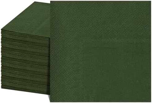 120 Pcs Cocktail Napkins Olive Green Napkins Disposable Dessert Beverage Napkin Dark Green Dinner Napkin for Wedding, Bridal Baby Shower, Christmas, 5 x 5 Inch