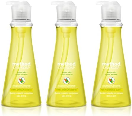 Method Naturally Derived Dish Soap Pump, Lemon Mint, 18 Fl Oz (Pack of 3)