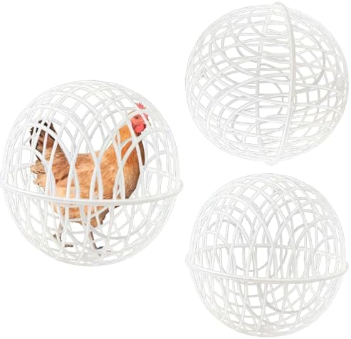 3pack Chicken Ball Cage Rolling, 2025 Upgrade Chicken Coop Ball, Mobile Poultry Enclosure Round PVC Hutch, Pet Removable Safety Cage, Prevents Dog Bites Horse Trampling,for Chicks Rabbits (L/11.81in)