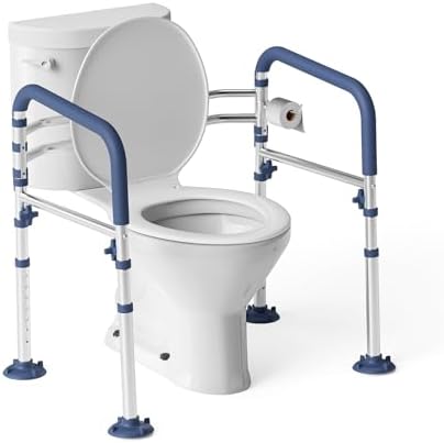 Toilet Safety Rail,Height-Adjustable Toilet Frame Width-Adjustable Toilet Handles Foldable Toilet Rail Provides Support for Seniors ， Pregnant ，Disabled
