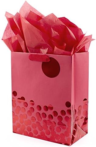 Hallmark 13" Large Gift Bag with Tissue Paper (Red Foil Dots) for Christmas, Father's Day, Birthdays, Graduations, Valentines Day, Sweetest Day or Any Occasion