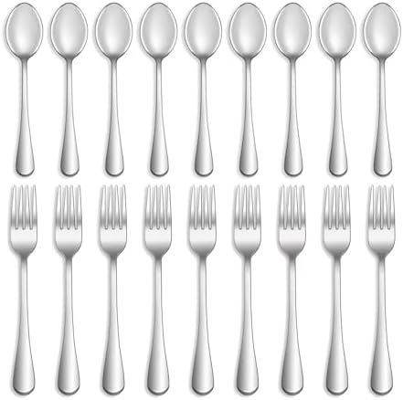 24 Pcs Forks and Spoons Silverware Set,Food Grade Stainless Steel Flatware Cutlery Set for Home,Kitchen and Restaurant,Mirror Polished,Dishwasher Safe-12 Dinner Fork(8 inch) and 12 Teaspoon(6.5 inch)