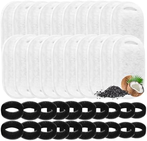 40 Pcs-20 Pack Cat Fountain Filters with 20 Sponges, Pet Replacement Filters for Stainless Steel 108oz/3L, 67oz/2L Pet Fountain