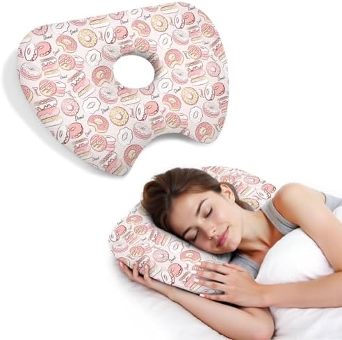 Ear Piercing Pillow for Side Sleepers Pillows with Holes for Ear Pain,Donut Pillow for Ear Side Sleeping Pillow for Adults CNH Ear Pain Relief Pressure Sores Ear Pillow with Hole in Center