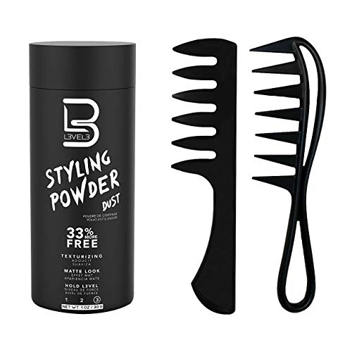 L3 Level 3 Styling Powder & Styling Comb Set - Easy to Apply with No Oil or Greasy Residue - Professional Salon Look - Lightweight and Ergonomic - Natural Look Mens Powder Delivers Matte Finish