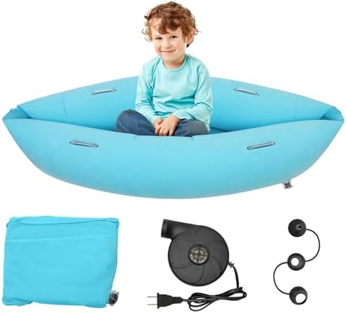 Sensory Chair for Kids, 60" Inflatable Peapod Sensory Chair, Sensory Pod for Autistic Children, Sensory Toys Gift, with Electric Air Pump (Light Blue)
