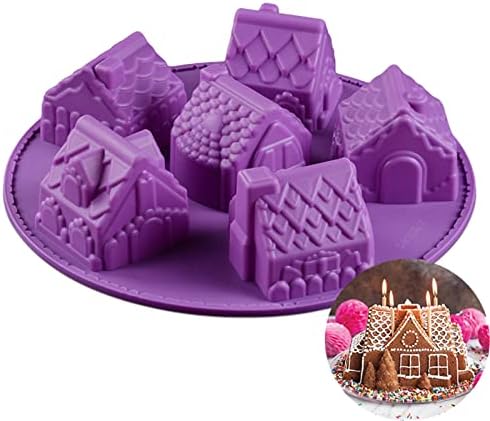 10.2'' Christmas Gingerbread House Silicone Baking Mold, FantasyDay Anniversary Birthday Tray-Wedding Festival Party Silicone Cake Mold for Muffin Brownie Cornbread Candy Chocolates Butter Gummy Bread