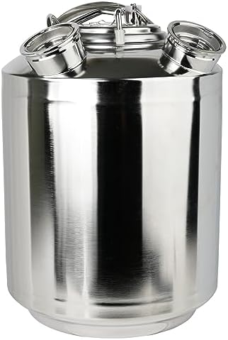 Howaoo 2.5 Gallon/10 L Cleaning Keg, Beer Line Cleaning Kit with 2 D Coupler Made of Stainless Steel, Beer Line Cleaner Used for Beer Line Cleaning, 2.5 Gallon Keg Line Cleaning Kit